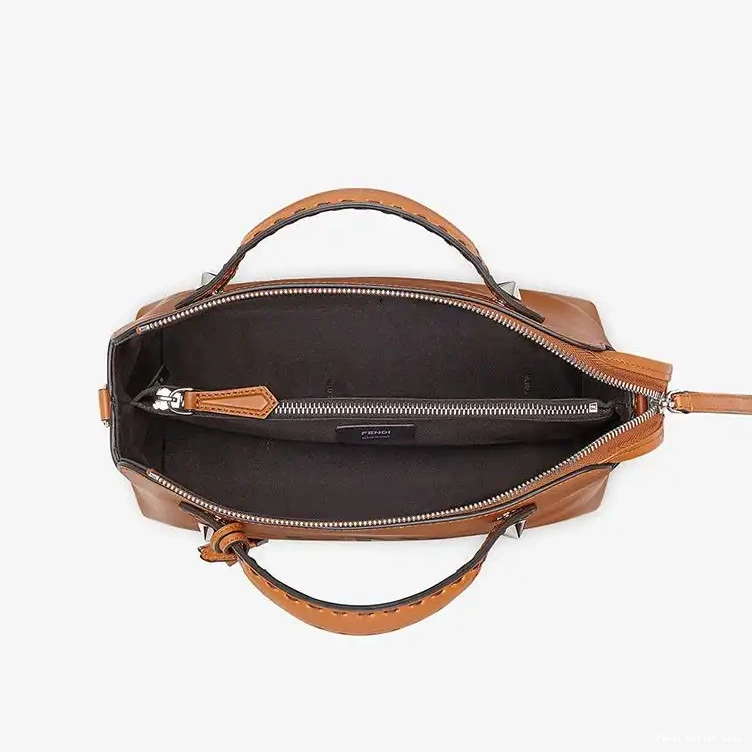 Cheap Leather Way Boston ROMA In The Bag By Medium Brown Fendi Logo Calf 0601